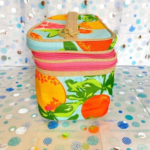 TRINA DOUBLE TRAIN CASE LOVELY SUMMER COLORS! - Picture 3 of 11